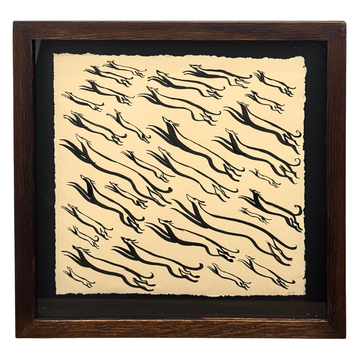 James Heslip Original Ink Drawing in Wood Frame • Murmuration
