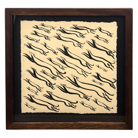 James Heslip Original Ink Drawing in Wood Frame • Murmuration