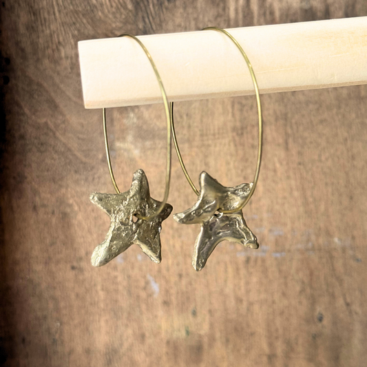 Joelle Poulos Hand Crafted Brass Star Earrings
