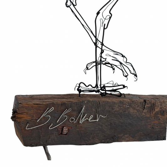 Ben Baker Bird Wire Drawing On Plinth • Heron
