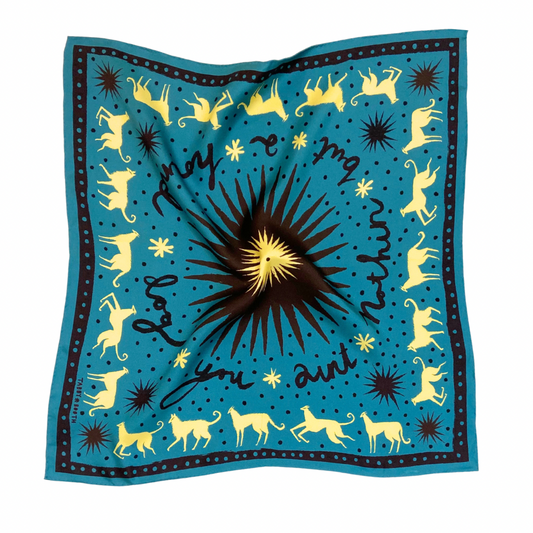 Tabby Booth 100% Silk Hound Dog Scarf