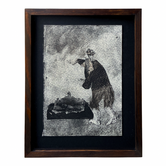 Charlie Barnett Original Framed Charcoal Drawing