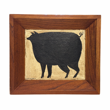 Tabby Booth Painting PIG in Wood Frame