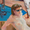 Chris Bruce Original Acrylic Painting • :ool Scene with Volcano