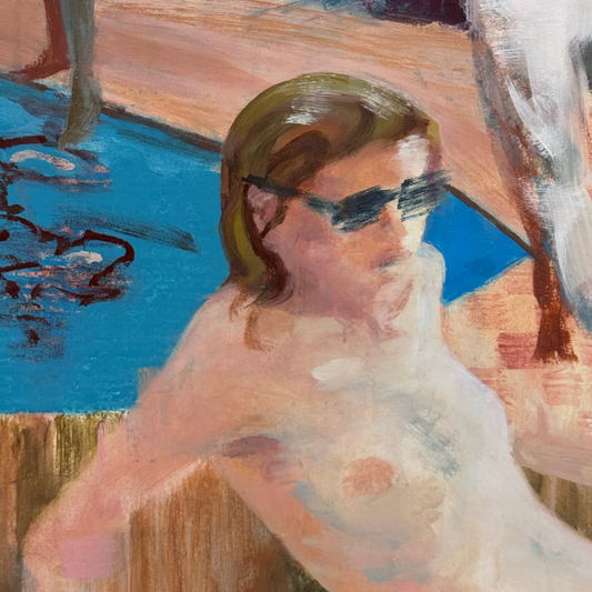 Chris Bruce Original Acrylic Painting • :ool Scene with Volcano