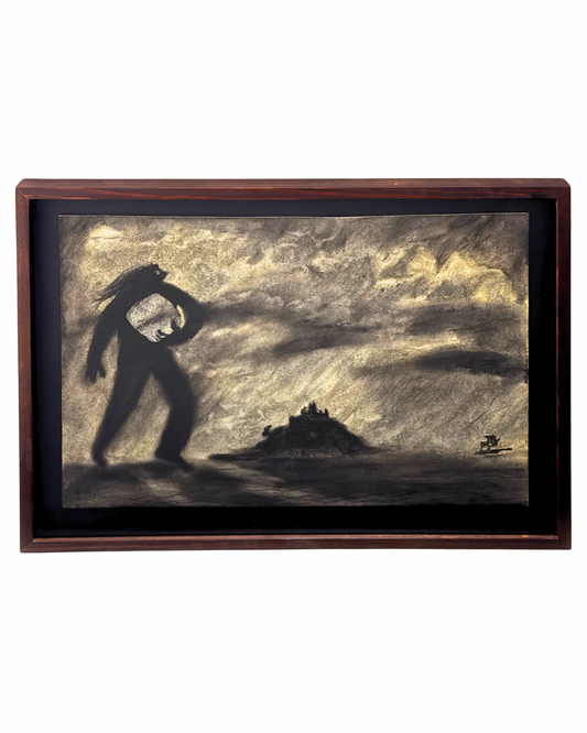 Charlie Barnett Original Framed Charcoal Drawing