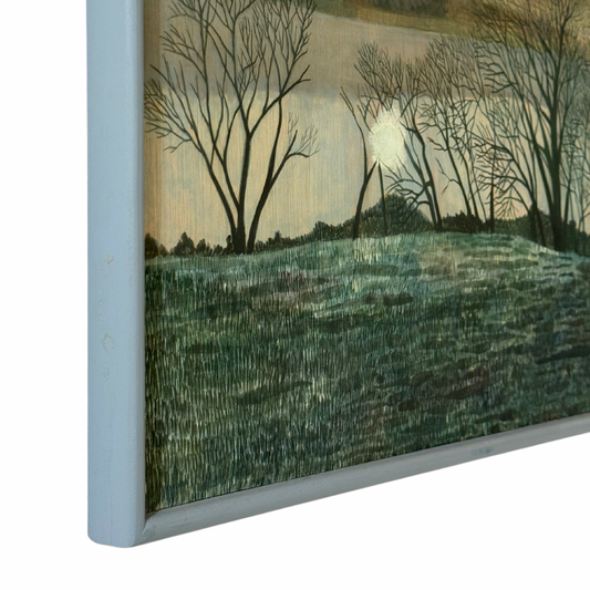 Meredith Owen 'Two Suns' Original Oil Painting on Ply Framed
