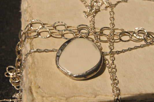 Eloise Rose Handmade Recycled Silver & Porcelain Pendant Necklace  • Sun