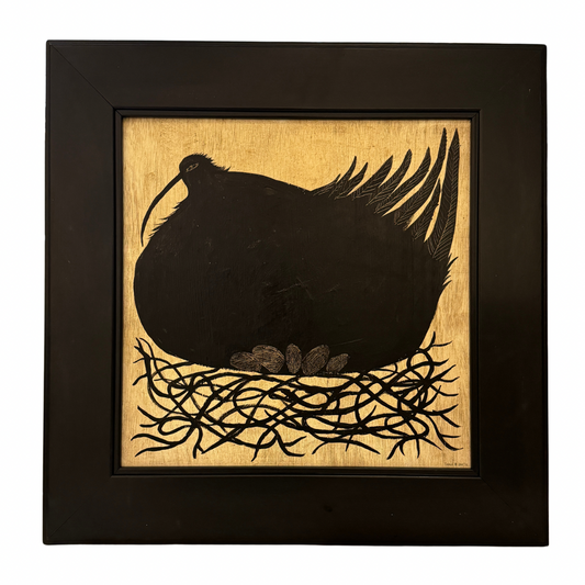 Tabby Booth Painting 'NESTING' in Vintage Frame