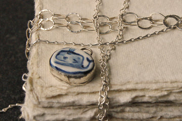 Eloise Rose Handmade Recycled Silver & Porcelain Pendant Necklace  • Whale