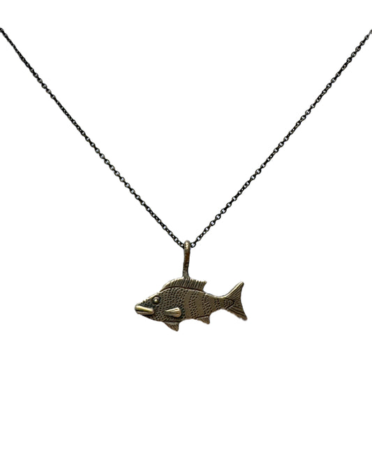 Natasha Ratcliffe Hand Crafted Solid Bronze Fish Pendant Necklace