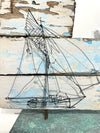 Ben Baker 'Boat on Plinth' Wire Drawing