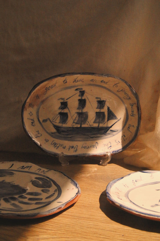 Eloise Rose Handmade Terracotta Platter • It Is Good To Have An End To Journey Towards But It Is The Journey That Matters In The End